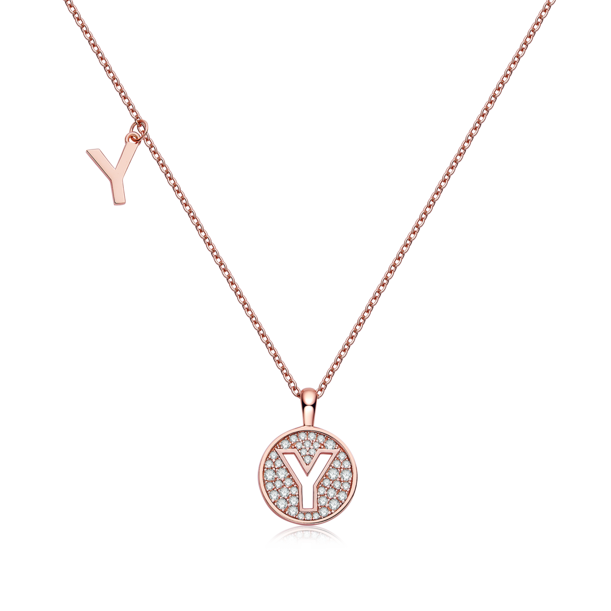 Y-shaped pendant S925 silver plated rose gold Moissanite light luxury letter necklace